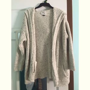 Slouchy speckled hooded cardigan